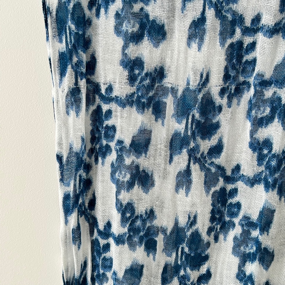 Gap Linen Blue & White Long Floral Scarf - Picture 14 of 16